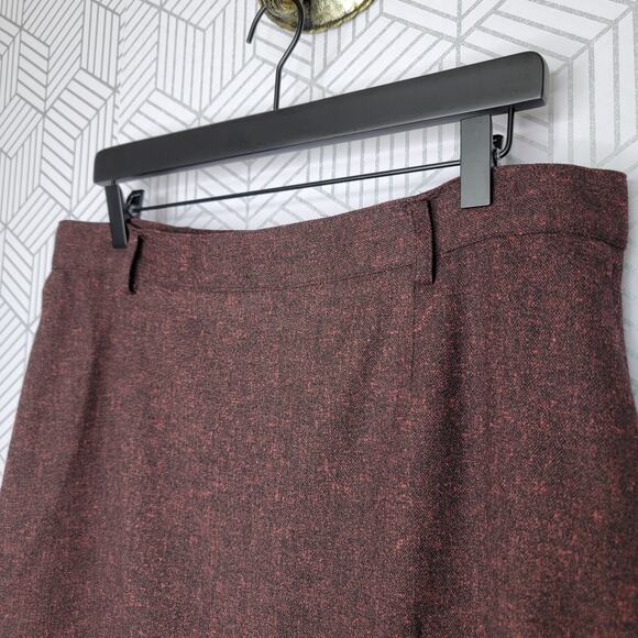 Burgundy Saks Fifth Ave Black Label Tweed Skirt Sz 14 - Picture 3 of 11